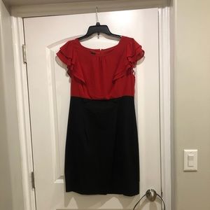 Red & Black Petal Sleeve Dress w/ Belt